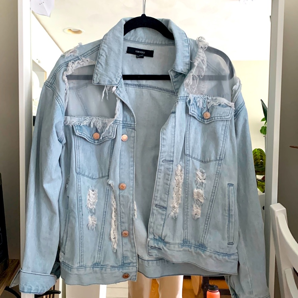 Forever 21 ripped Jean jacket